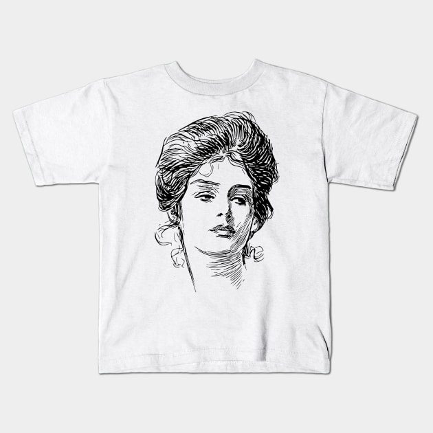 Gibson Girl Portrait Kids T-Shirt by banditotees